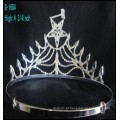 2016 Atacado New fashion big tiara crown rhinestone stars costume king crown